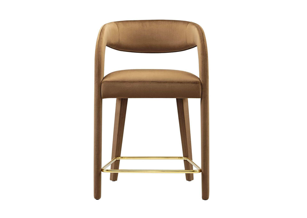EEI-6566-BRN-GLD Pinnacle Performance Velvet Counter Stool Set Of 2 By Modway