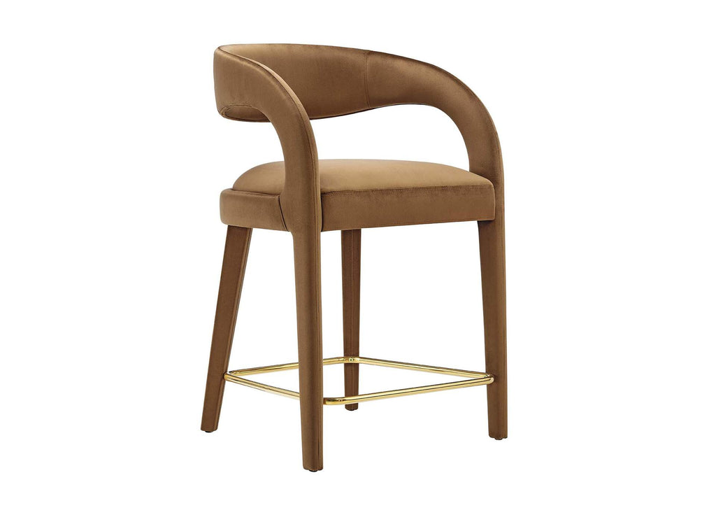 EEI-6566-BRN-GLD Pinnacle Performance Velvet Counter Stool Set Of 2 By Modway
