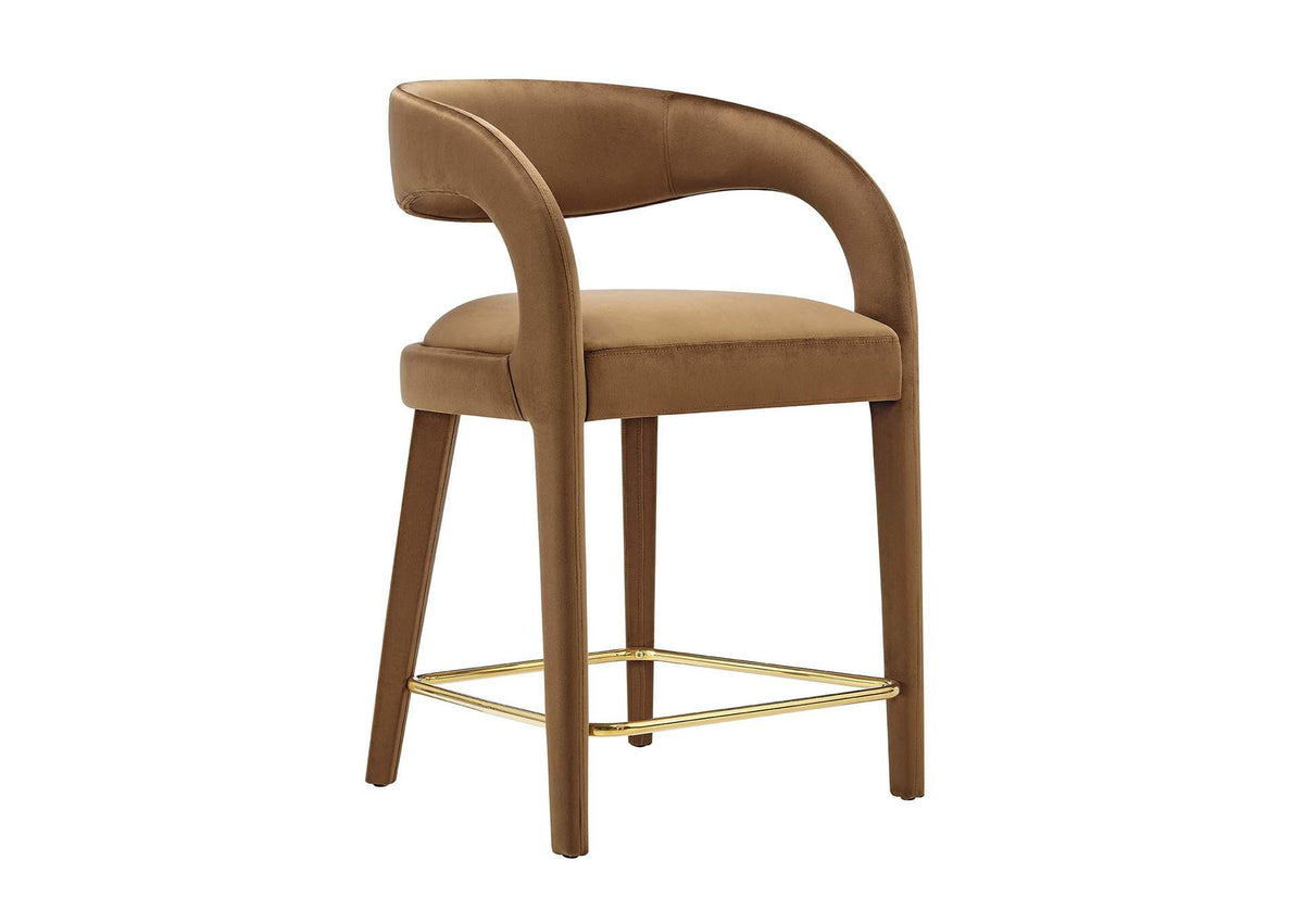 EEI-6566-BRN-GLD Pinnacle Performance Velvet Counter Stool Set Of 2 By Modway