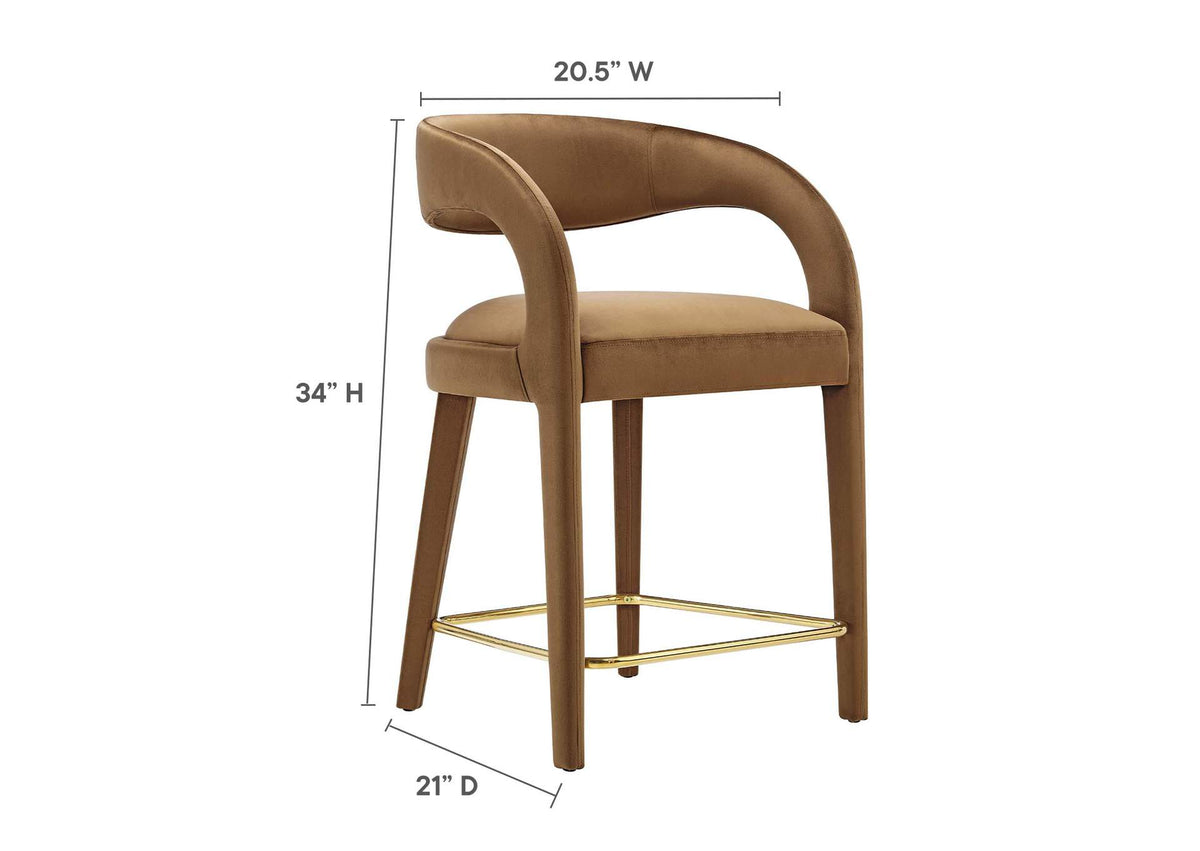 EEI-6566-BRN-GLD Pinnacle Performance Velvet Counter Stool Set Of 2 By Modway