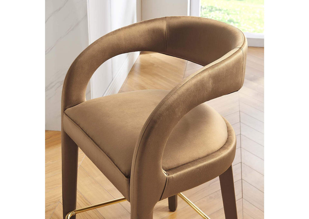 EEI-6566-BRN-GLD Pinnacle Performance Velvet Counter Stool Set Of 2 By Modway