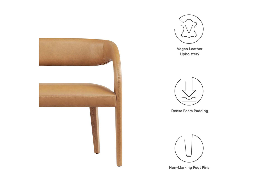 EEI-6570-TAN Pinnacle Vegan Leather Accent Bench By Modway