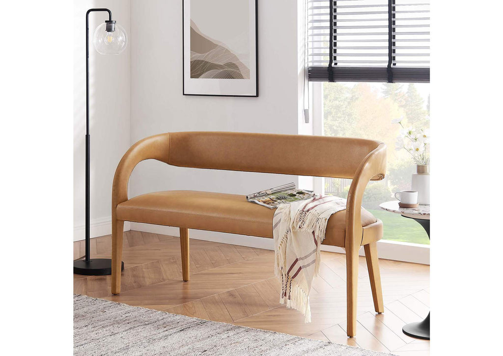 EEI-6570-TAN Pinnacle Vegan Leather Accent Bench By Modway