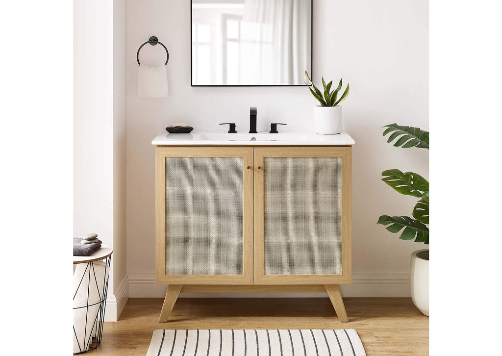 EEI-6588-OAK Soma 36" Bathroom Vanity Cabinet - Sink Basin Not Included - By Modway