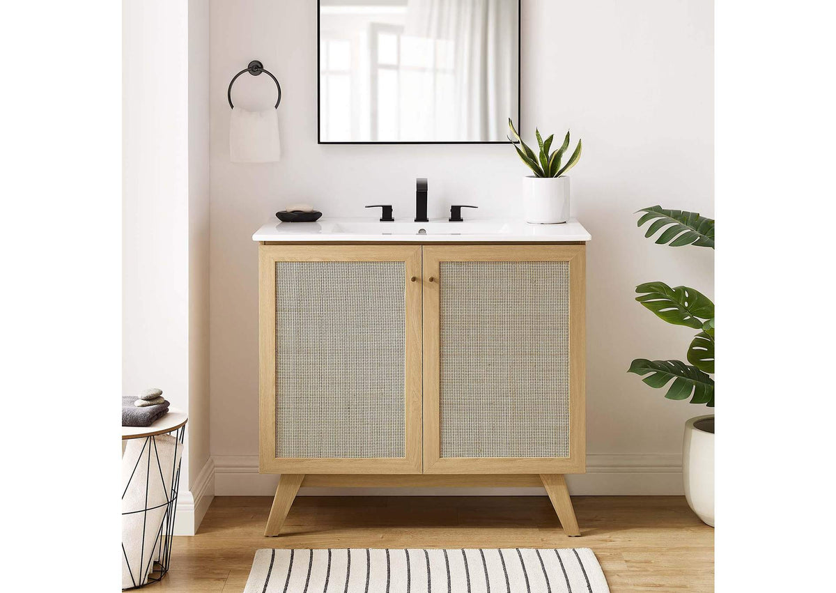 EEI-6588-OAK Soma 36" Bathroom Vanity Cabinet - Sink Basin Not Included - By Modway