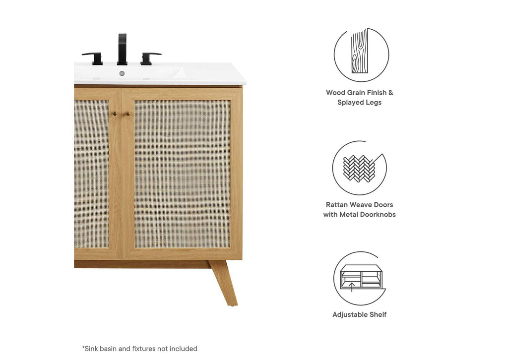 EEI-6588-OAK Soma 36" Bathroom Vanity Cabinet - Sink Basin Not Included - By Modway