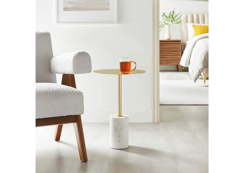 EEI-6605-WHI-BRA Lyric Round Side Table By Modway