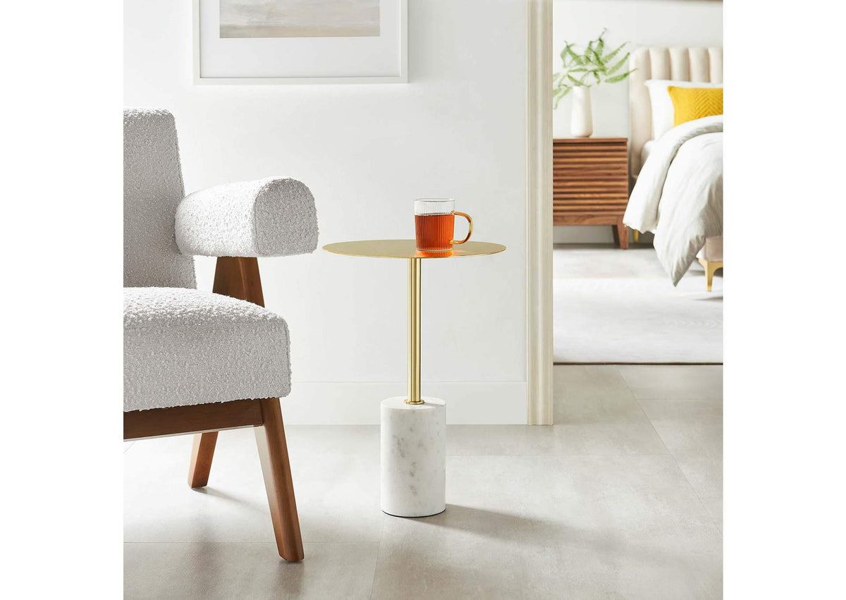EEI-6605-WHI-BRA Lyric Round Side Table By Modway