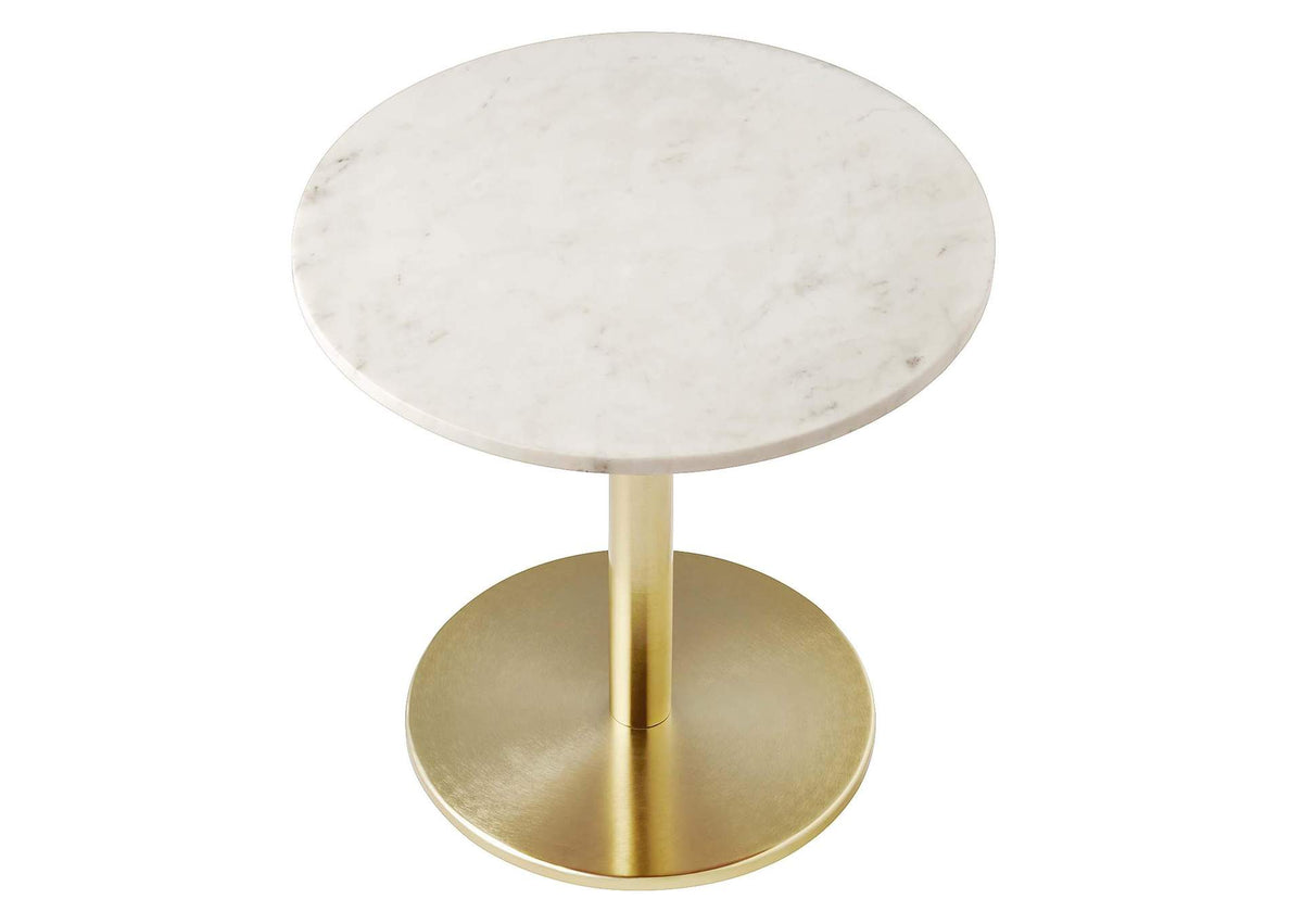 EEI-6609-BRA-WHI Viva Round White Marble Side Table By Modway