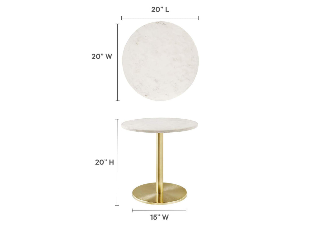 EEI-6609-BRA-WHI Viva Round White Marble Side Table By Modway