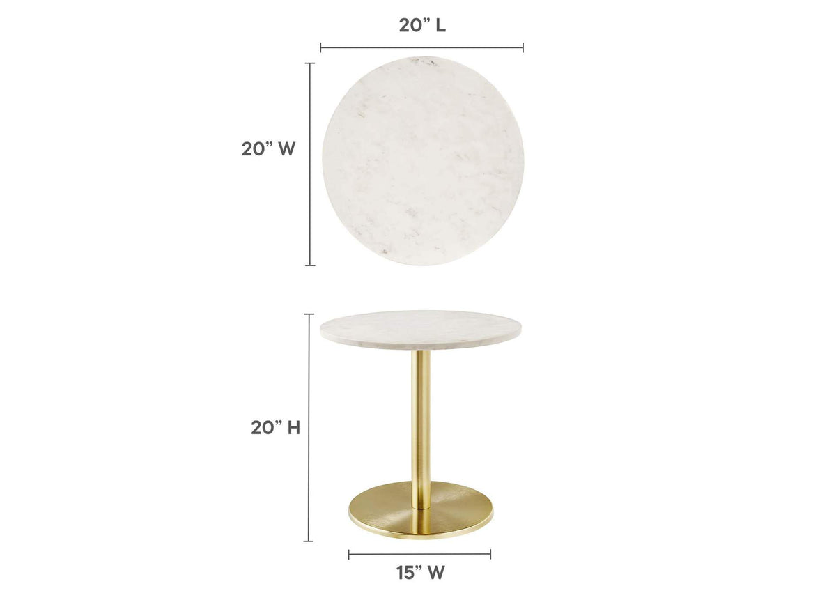 EEI-6609-BRA-WHI Viva Round White Marble Side Table By Modway