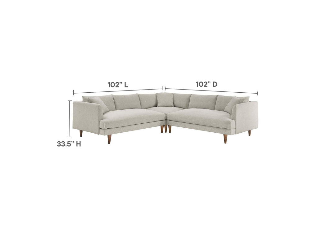 EEI-6613-HEI Zoya 3 Piece Down Filled Overstuffed Sectional Sofa By Modway