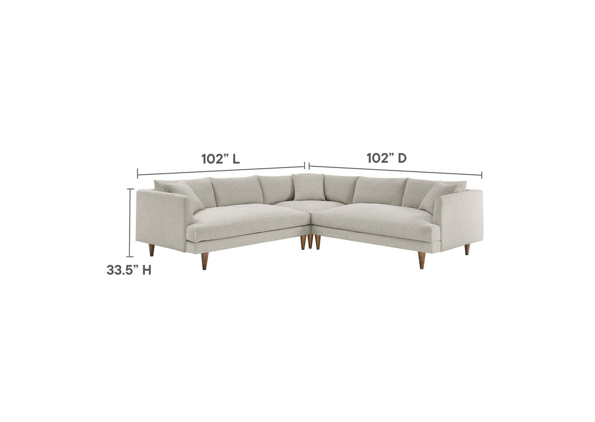 EEI-6613-HEI Zoya 3 Piece Down Filled Overstuffed Sectional Sofa By Modway