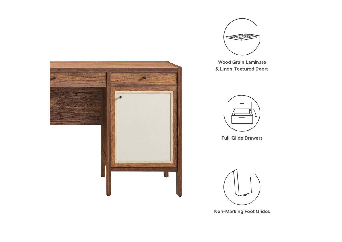 EEI-6618-WAL Capri 58" Wood Grain Office Desk By Modway