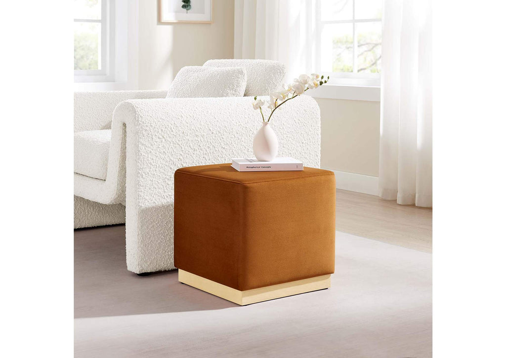 EEI-6640-RUS-NAT Tilden 17" Square Performance Velvet Upholstered Ottoman By Modway