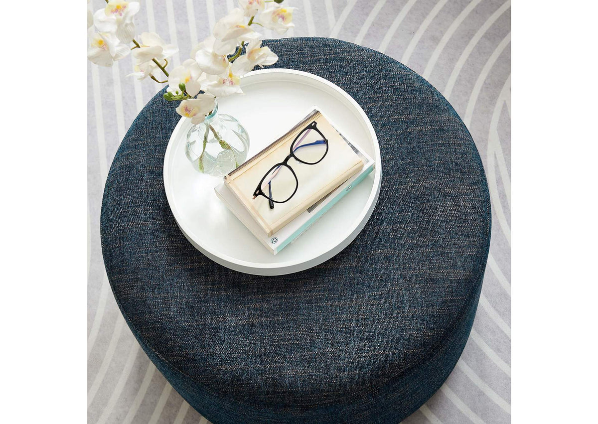 EEI-6645-HEA Callum Large 23" Round Woven Heathered Fabric Upholstered Ottoman By Modway
