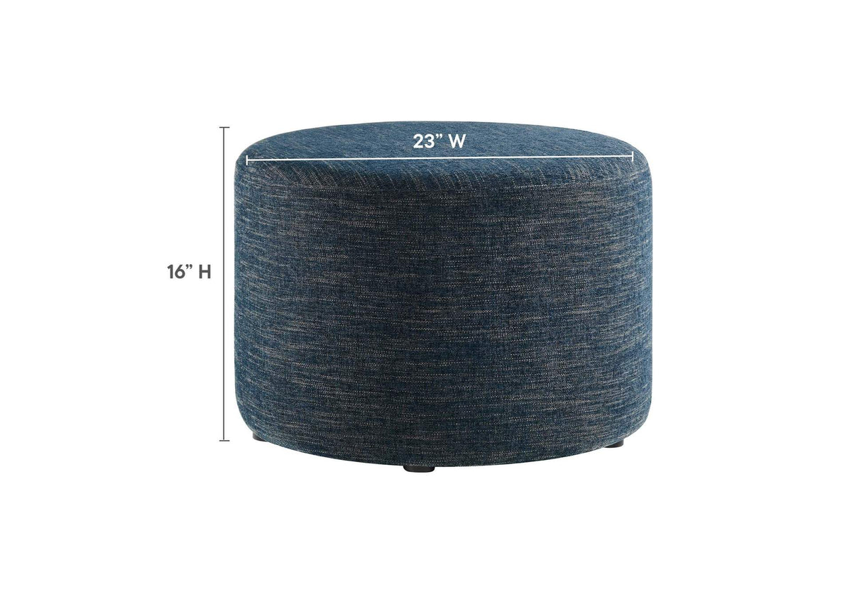 EEI-6645-HEA Callum Large 23" Round Woven Heathered Fabric Upholstered Ottoman By Modway