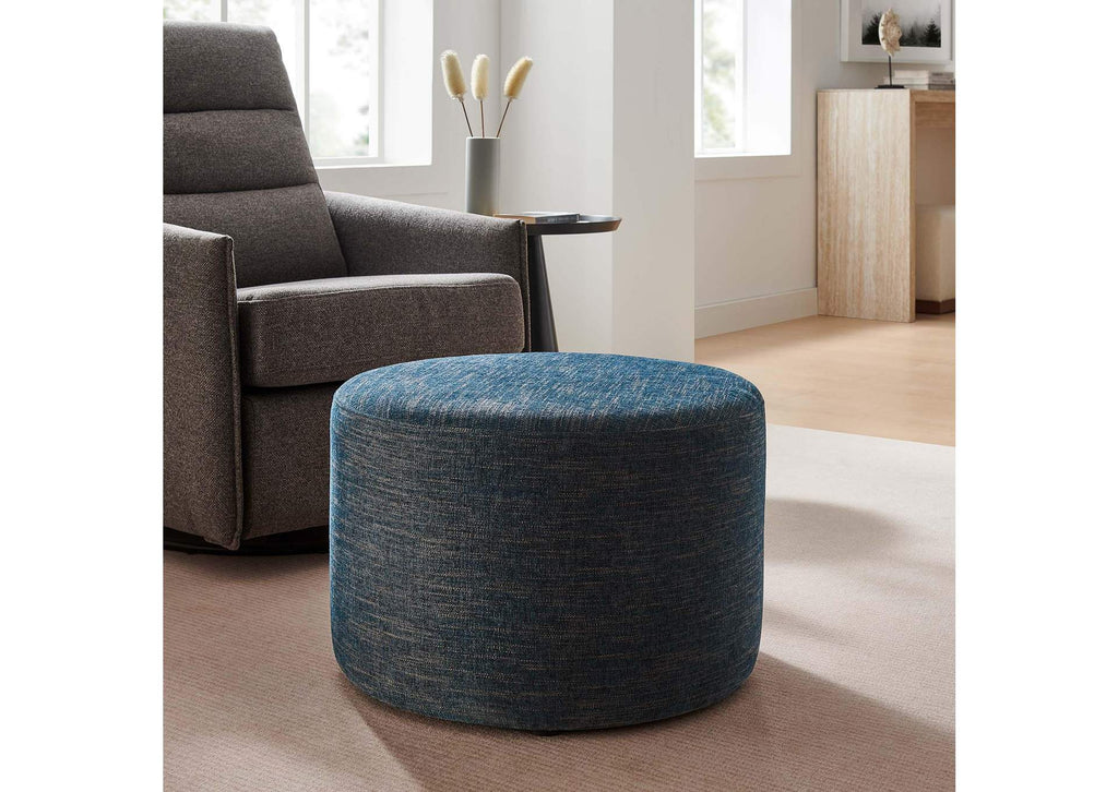EEI-6645-HEA Callum Large 23" Round Woven Heathered Fabric Upholstered Ottoman By Modway