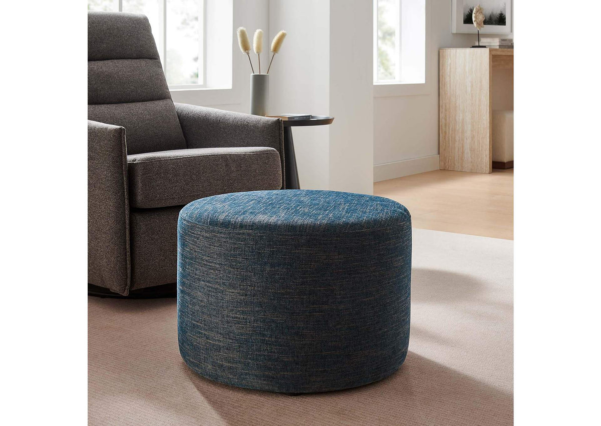 EEI-6645-HEA Callum Large 23" Round Woven Heathered Fabric Upholstered Ottoman By Modway
