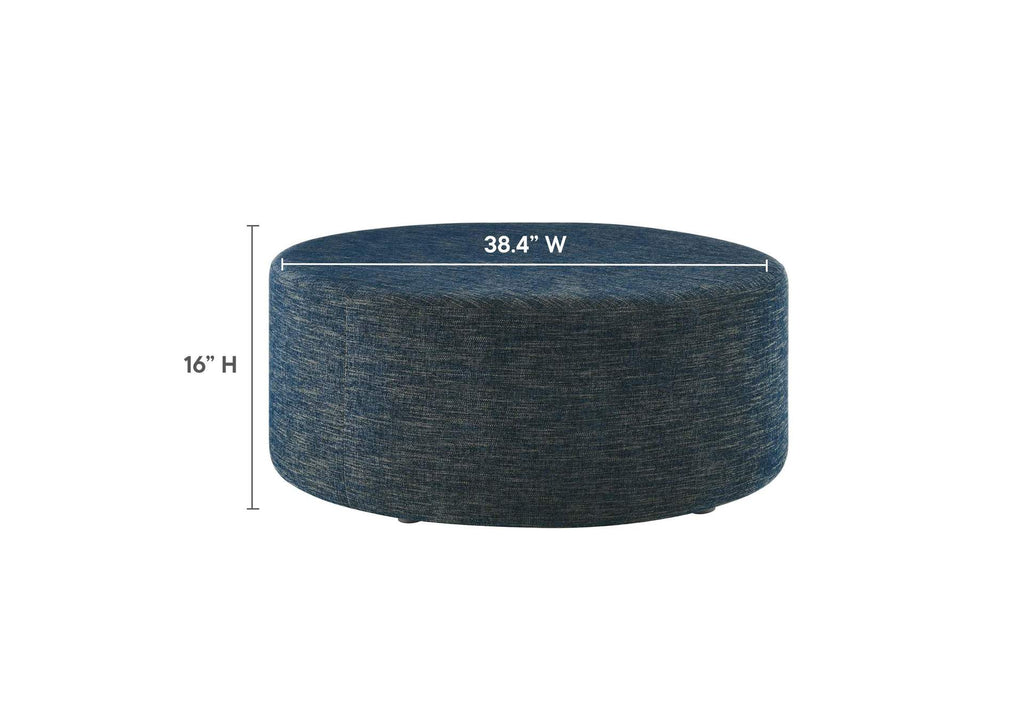 EEI-6649-HEA Callum Large 38" Round Woven Heathered Fabric Upholstered Ottoman By Modway