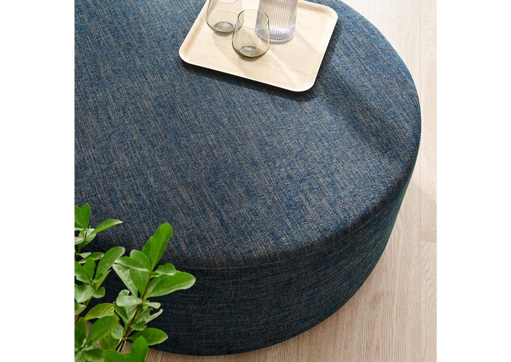 EEI-6649-HEA Callum Large 38" Round Woven Heathered Fabric Upholstered Ottoman By Modway