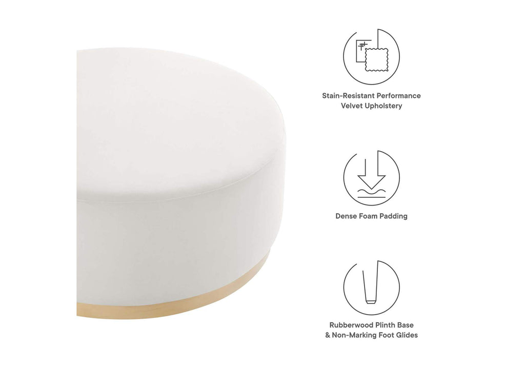 EEI-6650-ALA-NAT Tilden Large 38" Round Performance Velvet Upholstered Ottoman By Modway