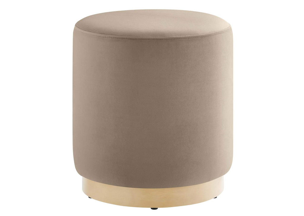 EEI-6652-TAU-NAT Tilden 16" Round Performance Velvet Upholstered Ottoman By Modway