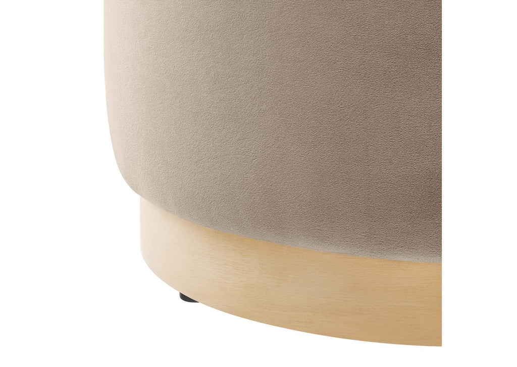 EEI-6652-TAU-NAT Tilden 16" Round Performance Velvet Upholstered Ottoman By Modway