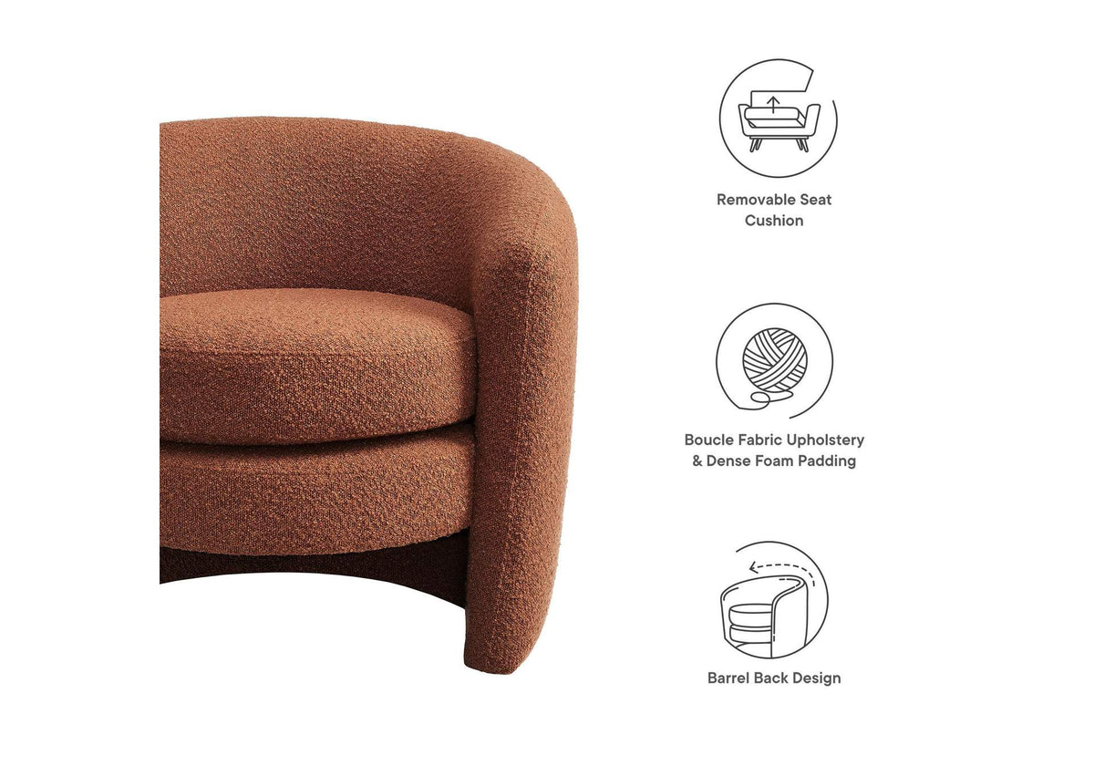 EEI-6666-RUS Affinity Upholstered Boucle Fabric Curved Back Armchair By Modway