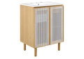 EEI-6677-WHI-OAK Calla 24" Perforated Metal Bathroom Vanity By Modway
