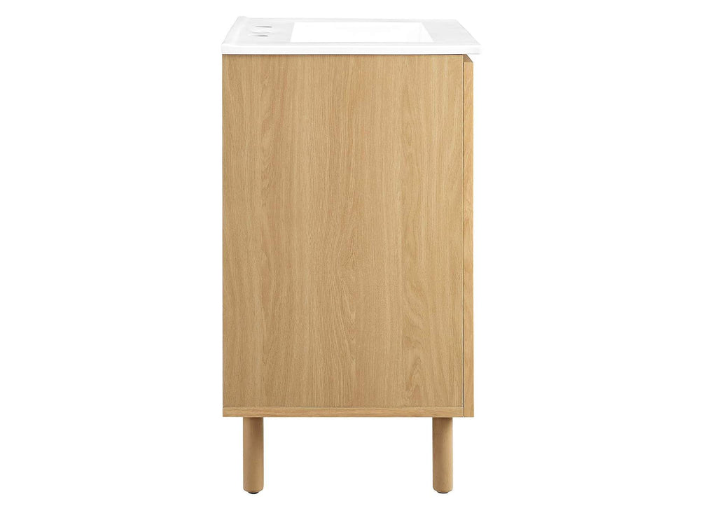 EEI-6677-WHI-OAK Calla 24" Perforated Metal Bathroom Vanity By Modway