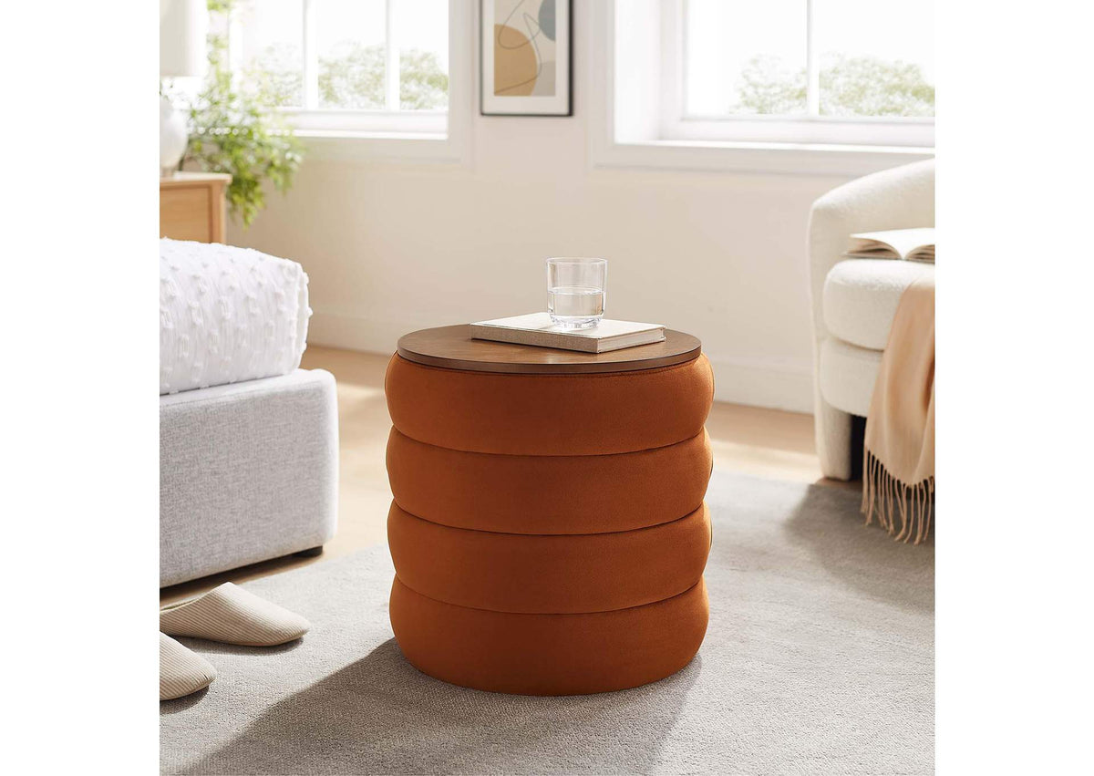 EEI-6684-RUS Mezzo Round Performance Velvet Storage Ottoman By Modway