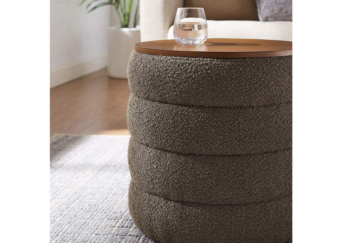 EEI-6685-PEB Mezzo Round Boucle Fabric Storage Ottoman By Modway