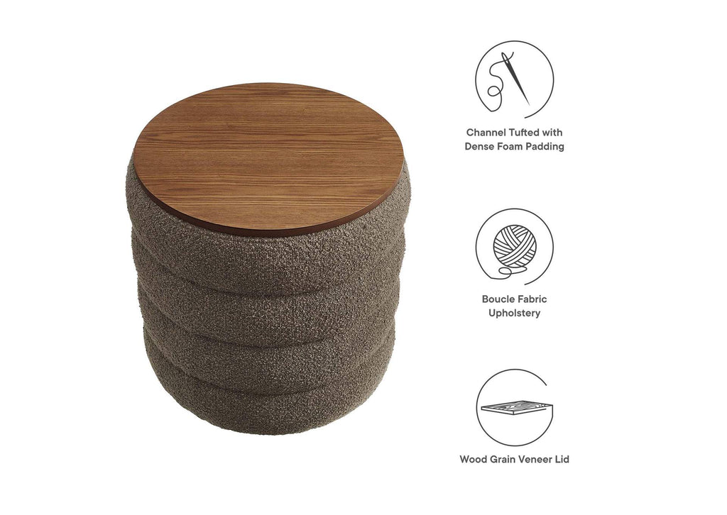 EEI-6685-PEB Mezzo Round Boucle Fabric Storage Ottoman By Modway