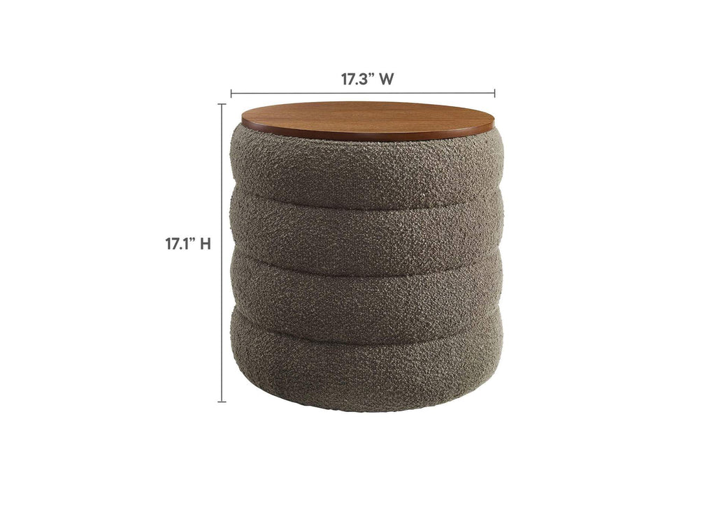 EEI-6685-PEB Mezzo Round Boucle Fabric Storage Ottoman By Modway