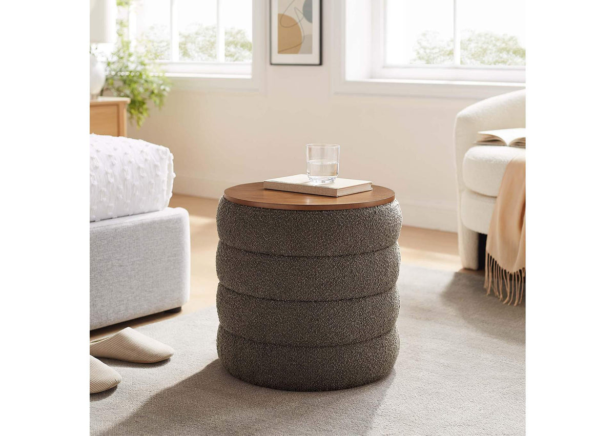 EEI-6685-PEB Mezzo Round Boucle Fabric Storage Ottoman By Modway