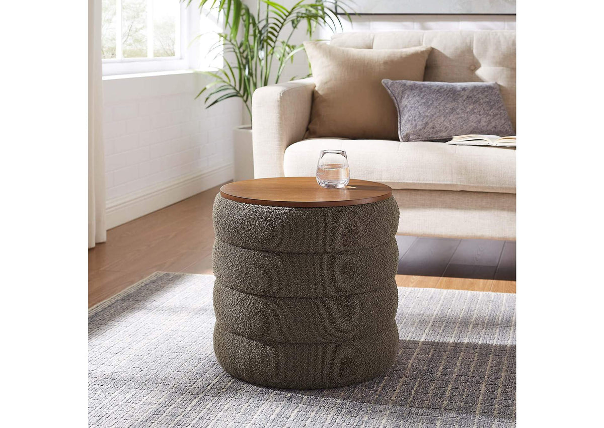 EEI-6685-PEB Mezzo Round Boucle Fabric Storage Ottoman By Modway