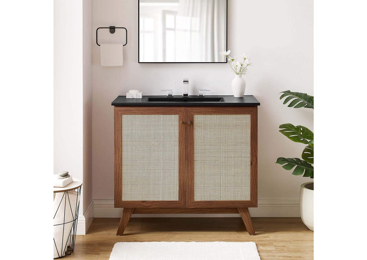 EEI-6718-WAL-BLK Soma 36" Bathroom Vanity By Modway
