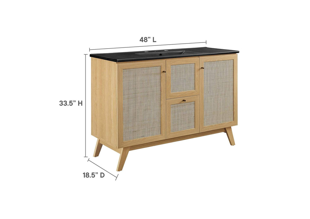EEI-6720-OAK-BLK Soma 48" Single Sink Bathroom Vanity By Modway