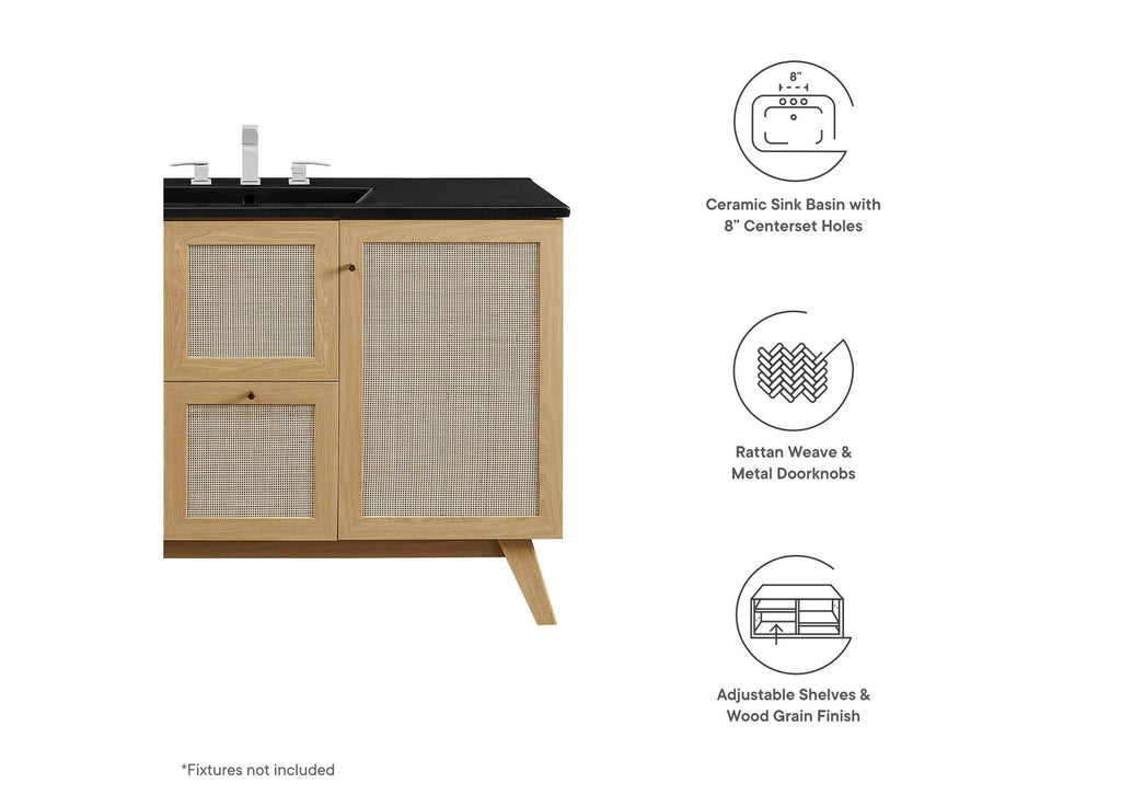 EEI-6720-OAK-BLK Soma 48" Single Sink Bathroom Vanity By Modway