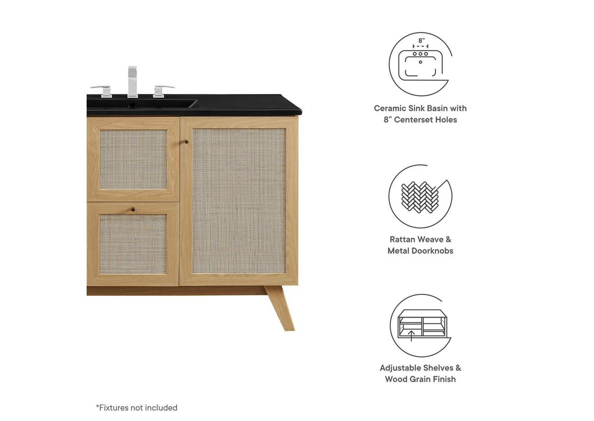 EEI-6720-OAK-BLK Soma 48" Single Sink Bathroom Vanity By Modway
