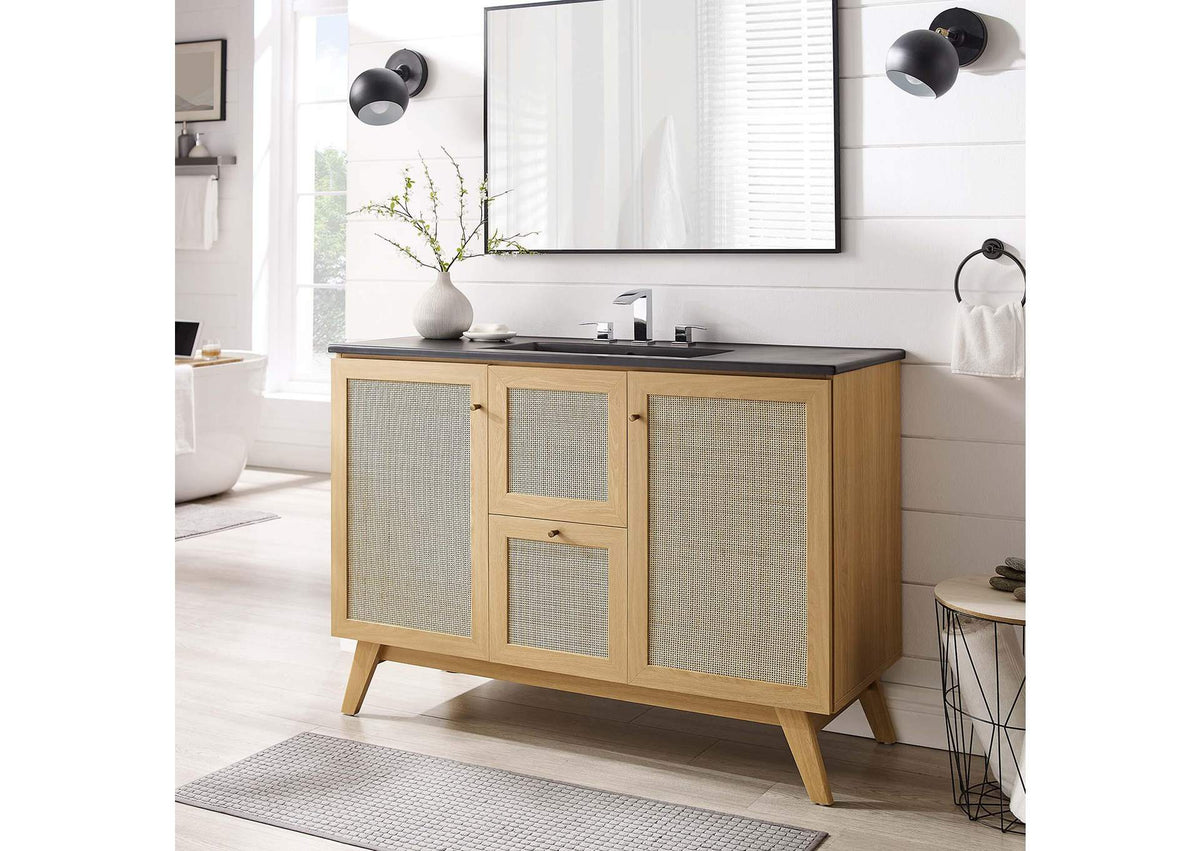 EEI-6720-OAK-BLK Soma 48" Single Sink Bathroom Vanity By Modway