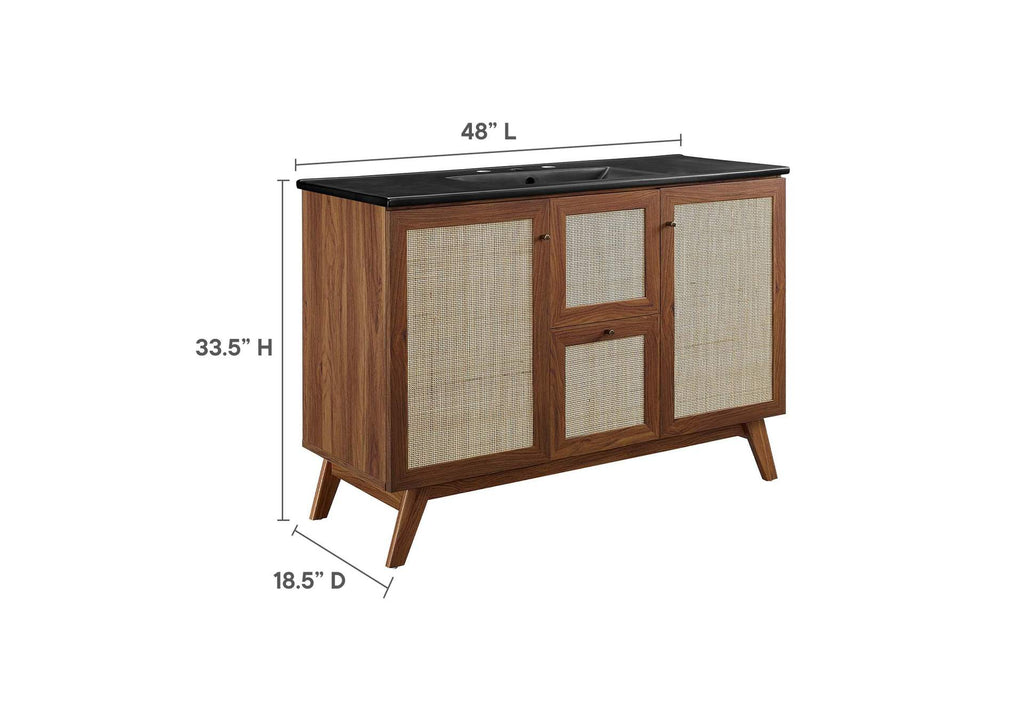 EEI-6720-WAL-BLK Soma 48" Single Sink Bathroom Vanity By Modway