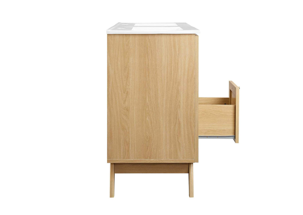 EEI-6721-OAK-WHI Soma 48" Double Sink Bathroom Vanity By Modway