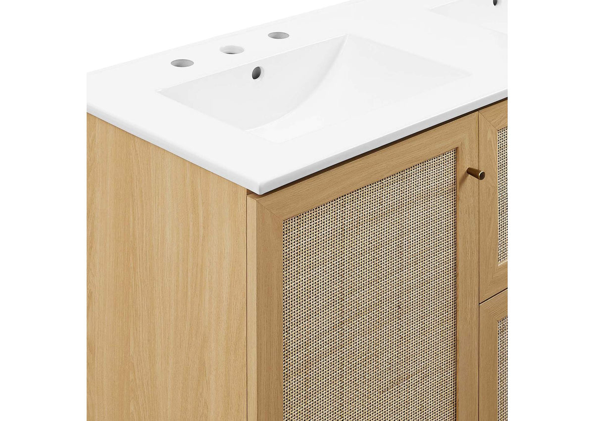 EEI-6721-OAK-WHI Soma 48" Double Sink Bathroom Vanity By Modway