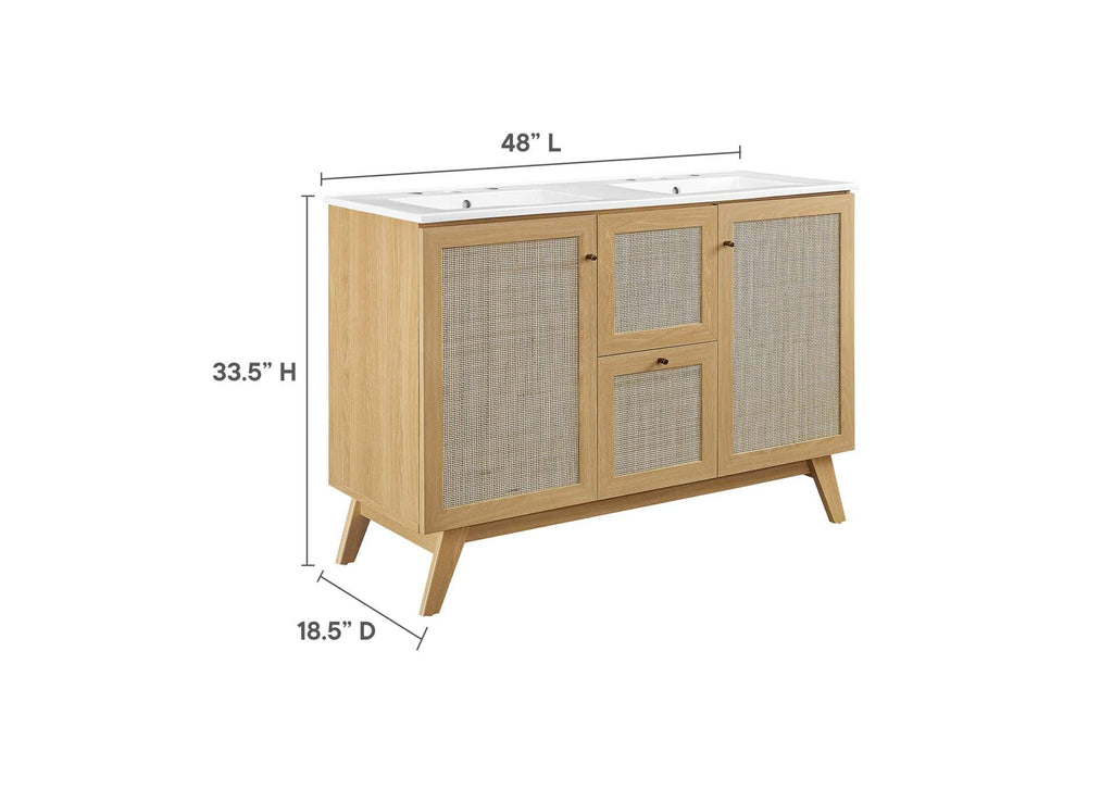 EEI-6721-OAK-WHI Soma 48" Double Sink Bathroom Vanity By Modway