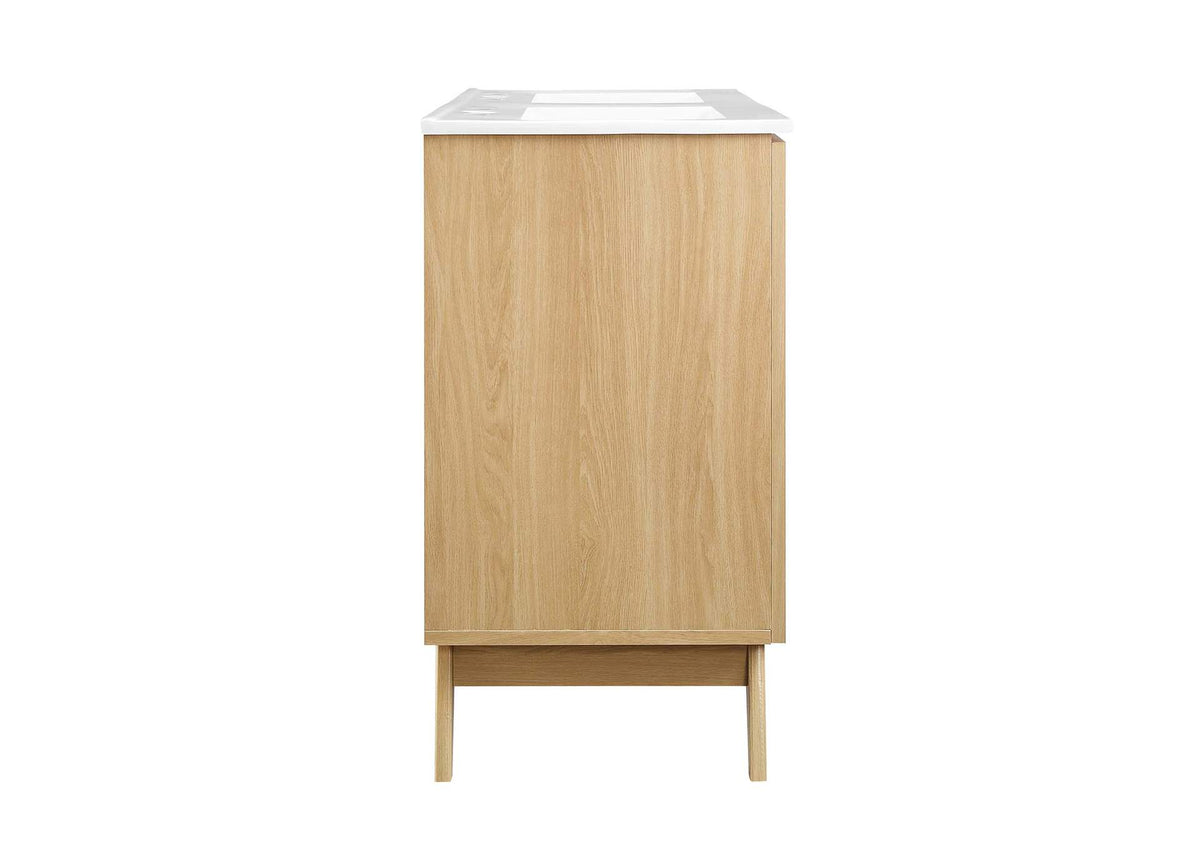 EEI-6721-OAK-WHI Soma 48" Double Sink Bathroom Vanity By Modway