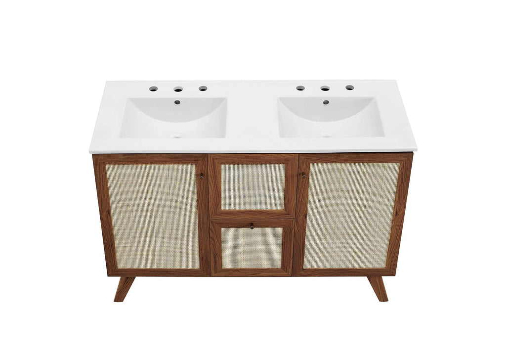 EEI-6721-WAL-WHI Soma 48" Double Sink Bathroom Vanity By Modway