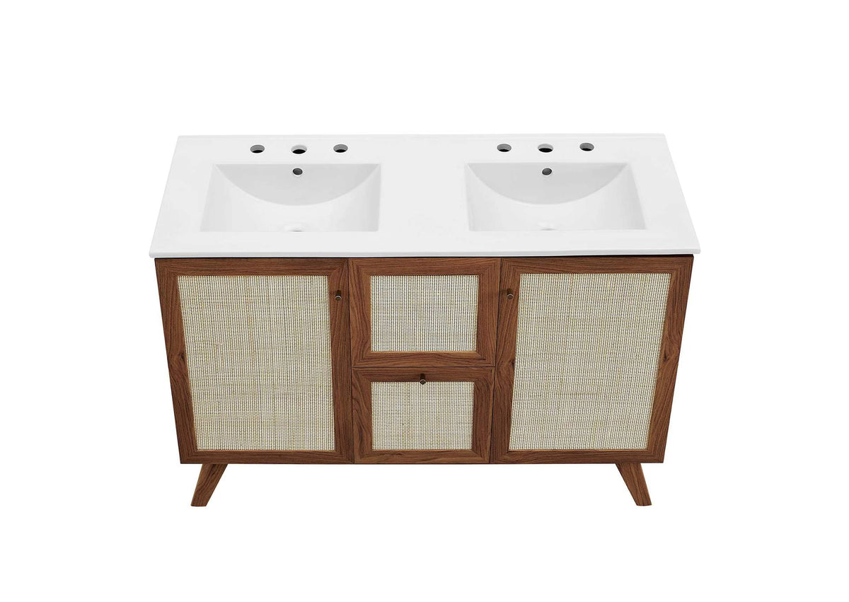 EEI-6721-WAL-WHI Soma 48" Double Sink Bathroom Vanity By Modway