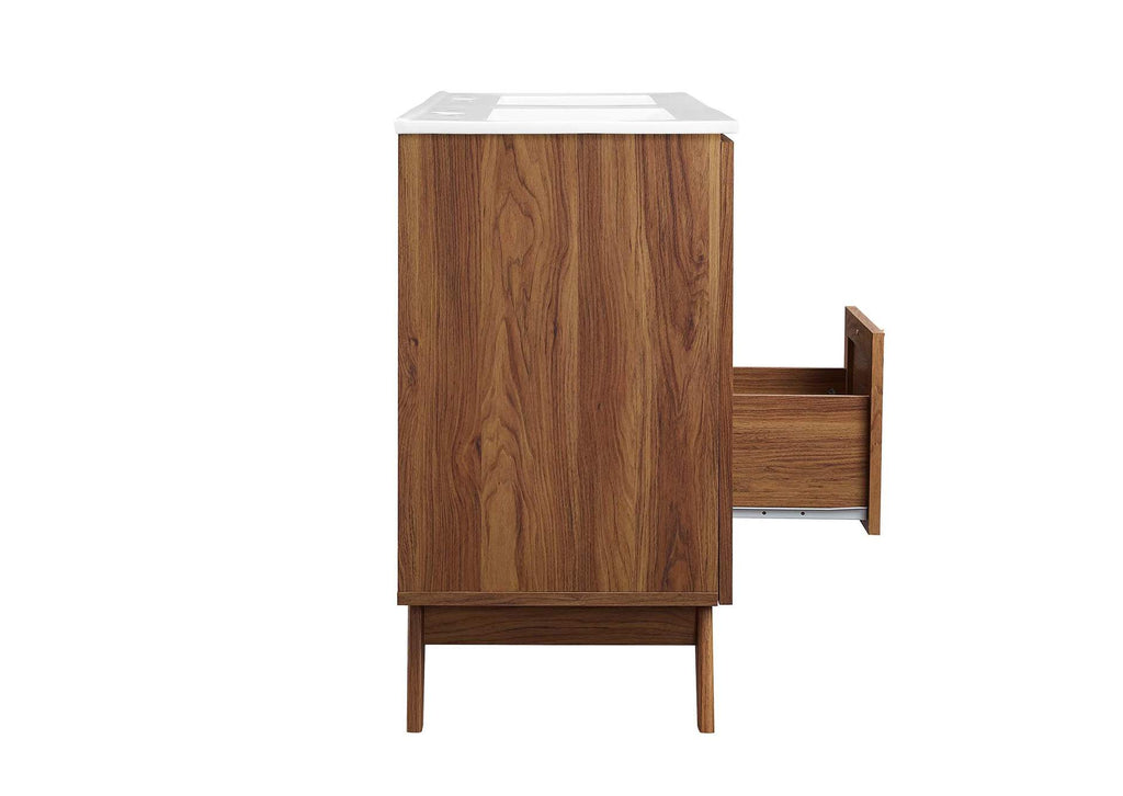 EEI-6721-WAL-WHI Soma 48" Double Sink Bathroom Vanity By Modway